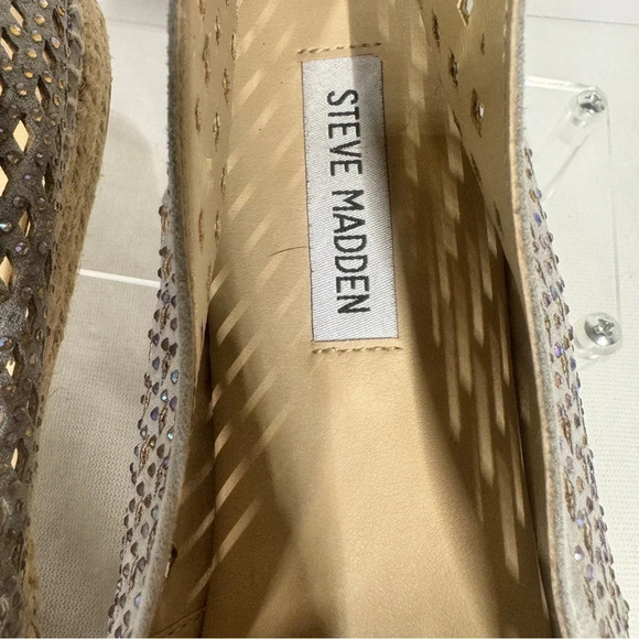 Steve Madden Espadrille Silver Rhinestone Flats Size 9M - Picture 4 of 8